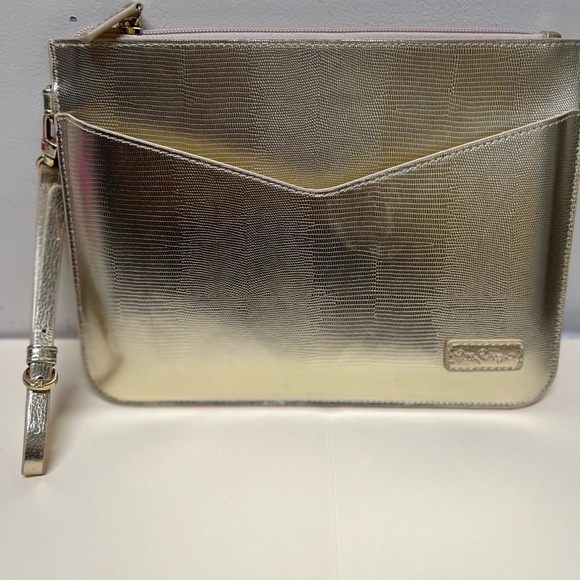 Lilly Pulitzer Gold and Silver Metallic Wristlet Clutch - Picture 5 of 11